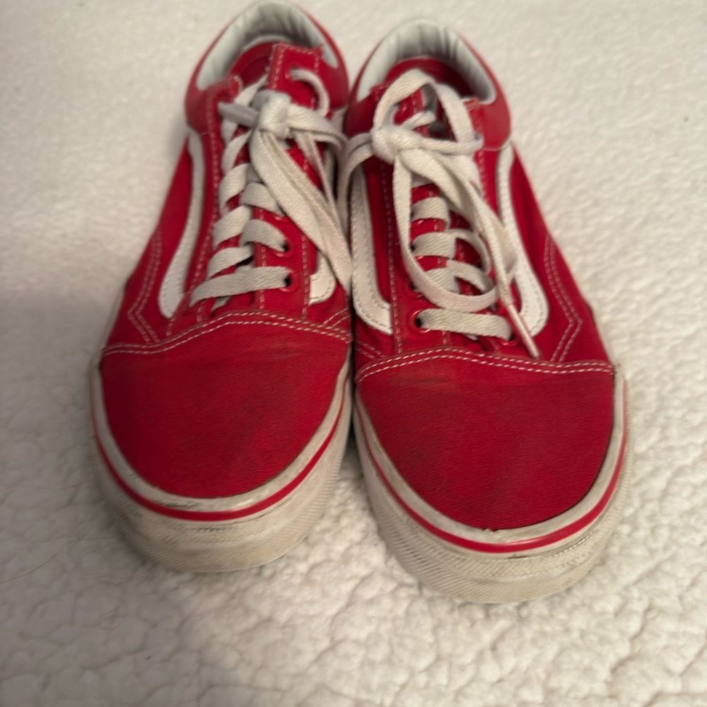 Vans Red and White Old Skool Sneakers